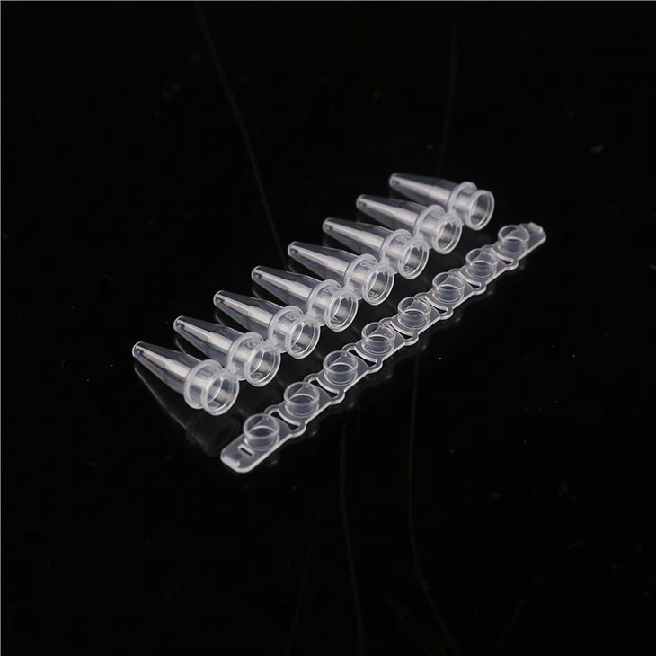 Dinding Ekstra Tipis 8 Strip Single Linked Lid PCR Tubes 0.2ml Micro Centrifuge Tube